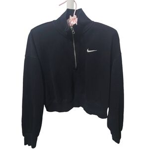 Nike Cropped Women's Black Half-Zip Sweatshirt, Size Medium